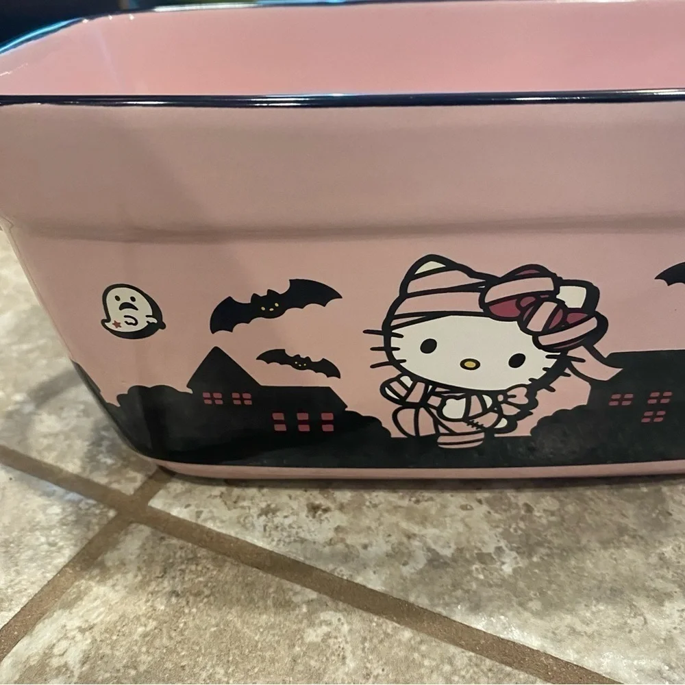 Hello Kitty Pink Pumpkin Bread Pan Loaf Ceramic NEW W/ Handles Candy Dish